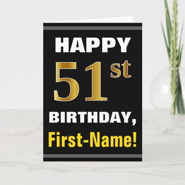 Carte Audacieux, noir, anniversaire d'or de Faux (Devant)
