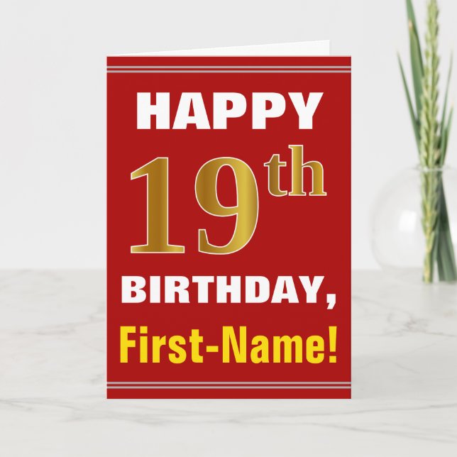 Carte Audacieux, rouge, anniversaire d'or de Faux 19ème (Devant)