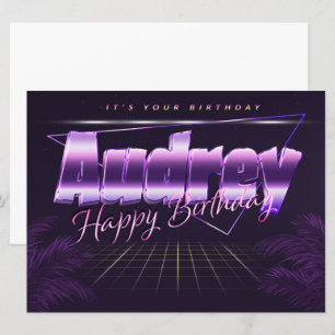 Carte Audrey Name Prénom lila retro Map Anniversaire
