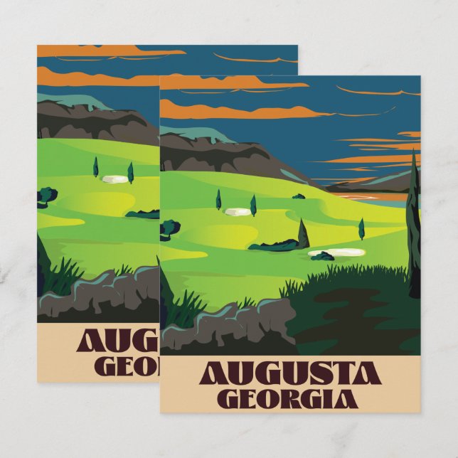 Carte Augusta Georgia poster sur le golf (Devant / Derrière)