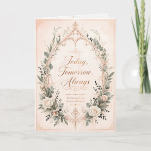 Carte Aujourd'hui Demain Toujours Élégant Fleurs Mariage