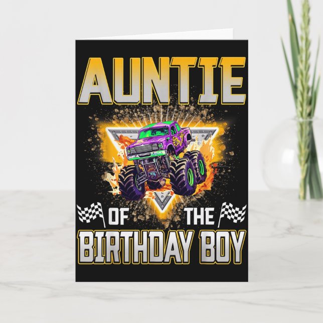 Carte Auntie Of The Birthday Boy Monster Truck Birthday  (Devant)