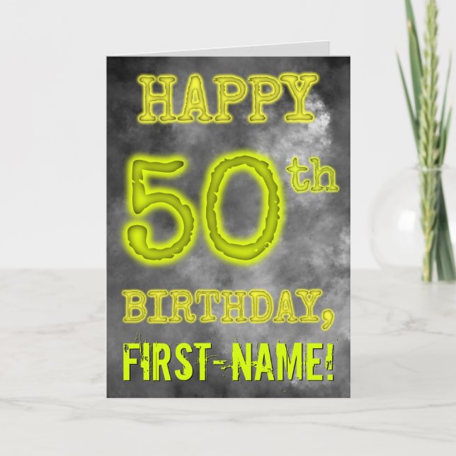 Carte Aura éffrayante brillante "HEUREUX 50ème anniversa (Devant)