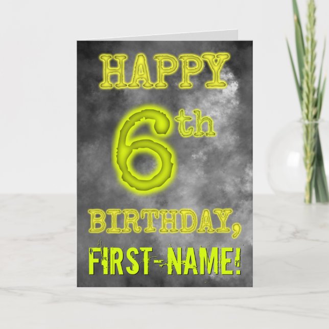 Carte Aura éffrayante brillante "HEUREUX 6ème anniversai (Devant)