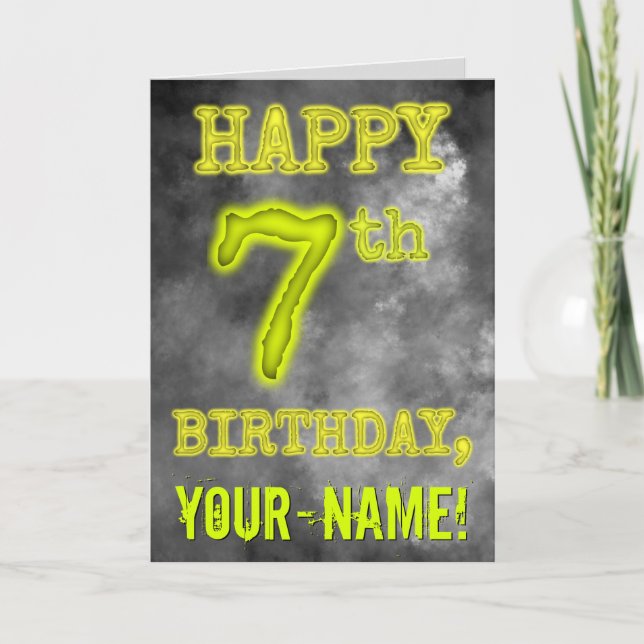 Carte Aura éffrayante brillante "HEUREUX 7ème anniversai (Devant)