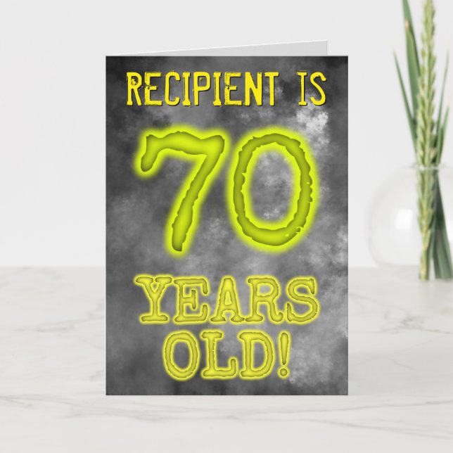 Carte Aura éffrayante brillante Look "70 ANS !" + Nom (Devant)