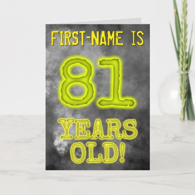Carte Aura éffrayante brillante Look "81 ANS !" + Nom (Devant)