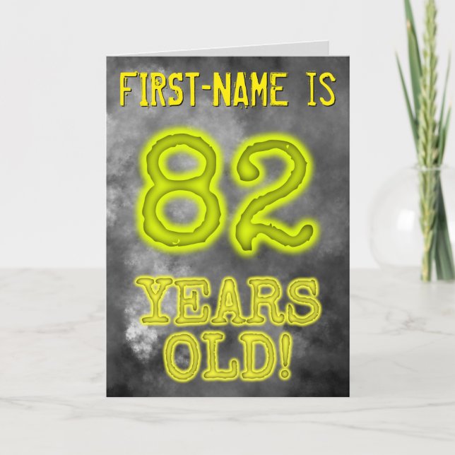 Carte Aura éffrayante brillante Look "82 ans!" + Nom (Devant)