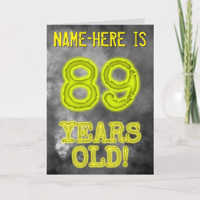 Carte Aura éffrayante brillante Look "89 ANS !" + Nom (Devant)