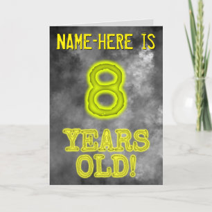 Carte Aura éffrayante brillante Look "8 ans!" + Nom