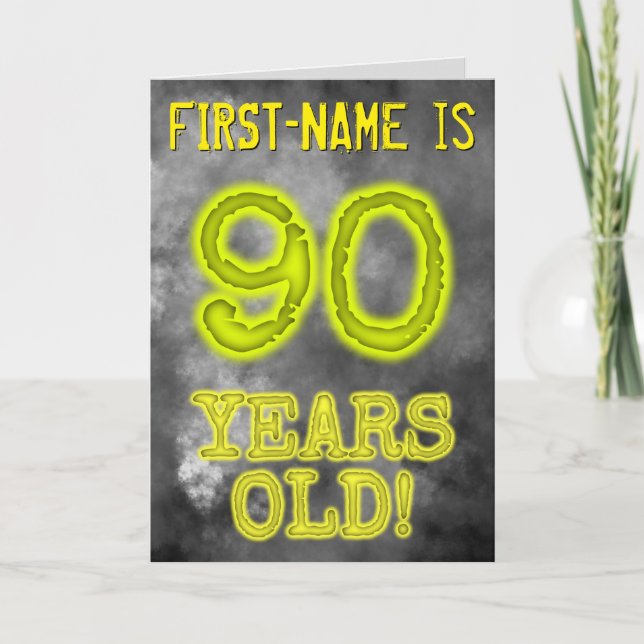 Carte Aura éffrayante brillante Look "90 ANS !" + Nom (Devant)