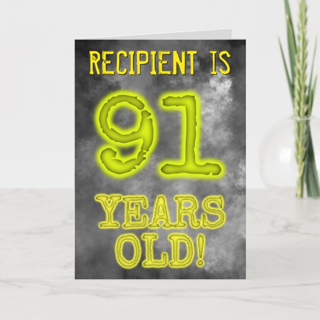Carte Aura éffrayante brillante Look "91 ANS !" + Nom (Devant)