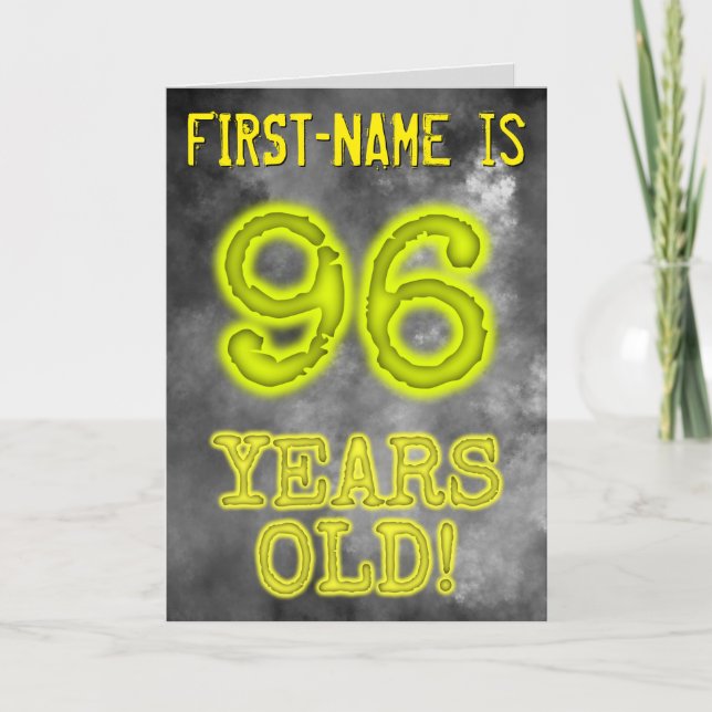 Carte Aura éffrayante brillante Look "96 ANS!" + Nom (Devant)