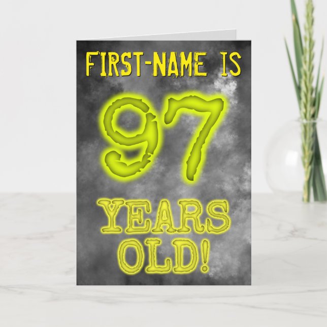 Carte Aura éffrayante brillante Look "97 ANS!" + Nom (Devant)