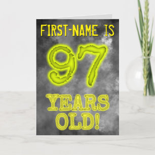 Carte Aura éffrayante brillante Look "97 ANS!" + Nom