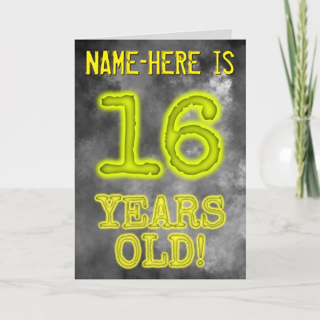 Carte Aura éffrayante Lumineuse Look "16 ANS !" + Nom (Devant)