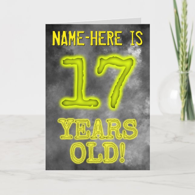 Carte Aura éffrayante Lumineuse Look "17 ANS !" + Nom (Devant)