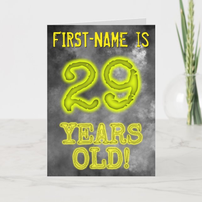 Carte Aura éffrayante Lumineuse Look "29 ANS !" + Nom (Devant)