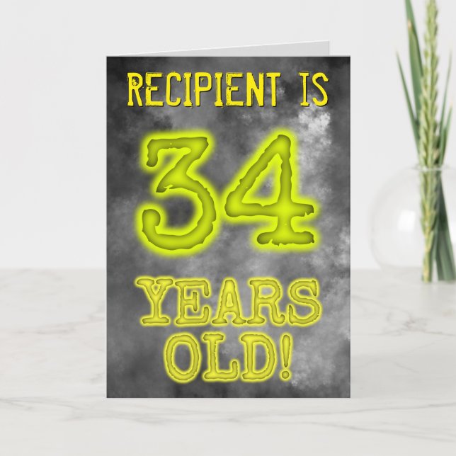 Carte Aura éffrayante Lumineuse Look "34 ANS !" + Nom (Devant)