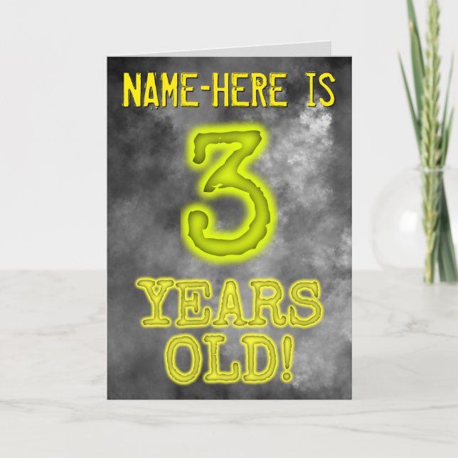 Carte Aura éffrayante Lumineuse Look "3 ans!" + Nom (Devant)
