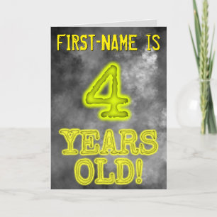 Carte Aura éffrayante Lumineuse Look "4 ans!" + Nom