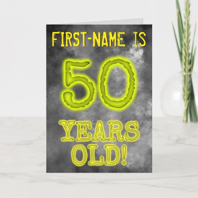 Carte Aura éffrayante Lumineuse Look "50 ANS !" + Nom (Devant)