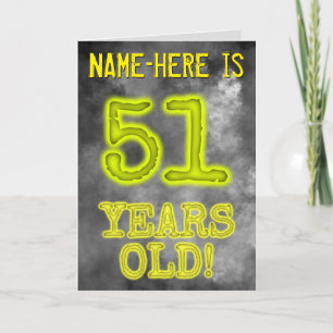 Carte Aura éffrayante Lumineuse Look "51 ANS !" + Nom