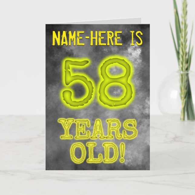 Carte Aura éffrayante Lumineuse Look "58 ANS !" + Nom (Devant)