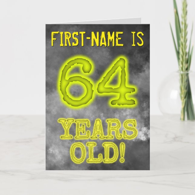 Carte Aura éffrayante Lumineuse Look "64 ANS !" + Nom (Devant)