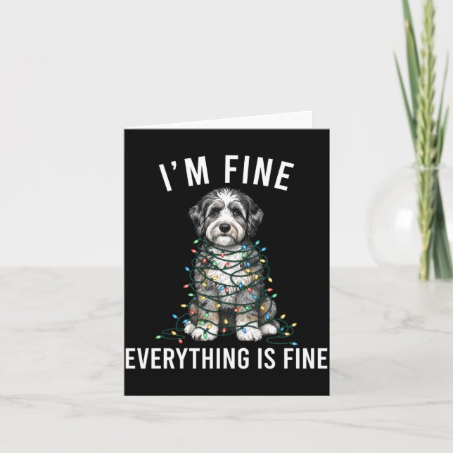 Carte Aussiedoodle Christmas I'm Fine Everything Is Fine (Devant)