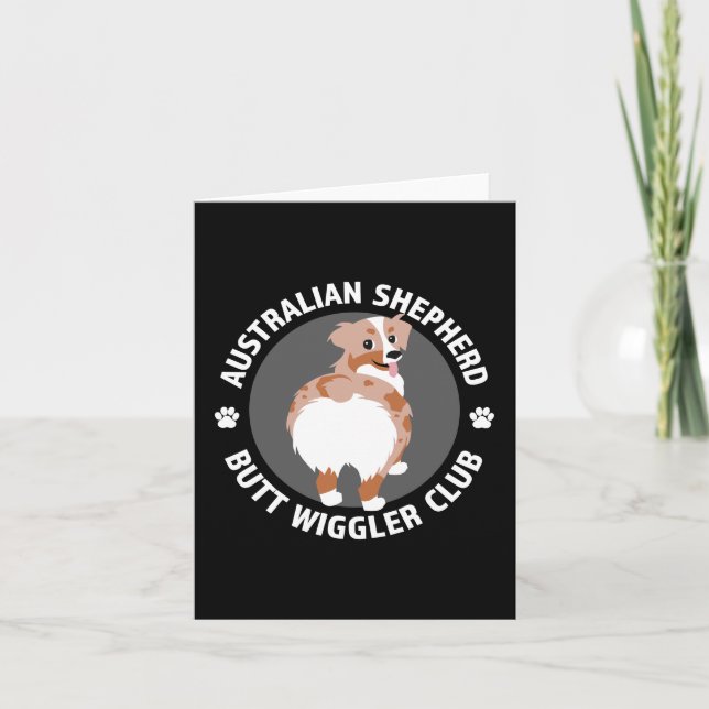 Carte Australian Shepherd Butt Wigglers Club - Red Merle (Devant)