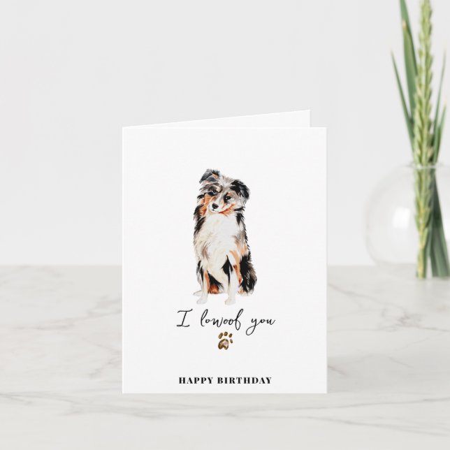Carte Australian Shepherd Chien maman chiot marionnette  (Devant)