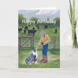 Carte Australian Shepherd - Joyeux anniversaire