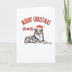 Carte Australian Shepherd Joyeux Noël Maman