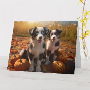Carte Australian Shepherd Puppy Citrouille de plaisir d'