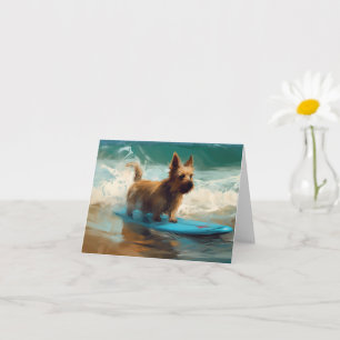 Carte Australian Terrier Beach Surfing Paining