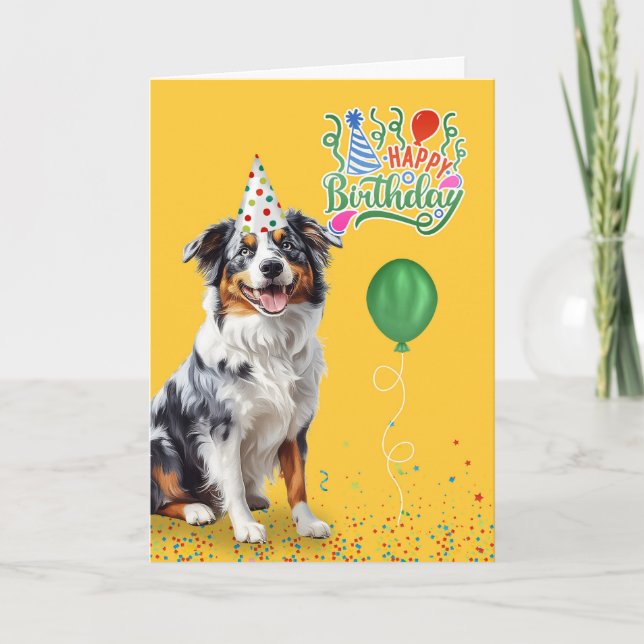 Carte Australie Berger Chien dans un Casquette de fête A (Devant)