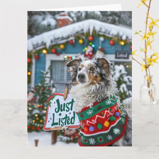 Carte Australie Berger Chien Festin Realtor Noël (Fleur jaune)
