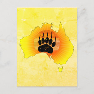 Carte Australie Sunny Ours Avec Sunset Rétro