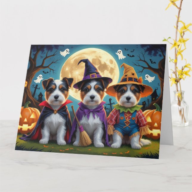 Carte Australie Terrier Chiens Citrouille Halloween Funn (Fleur jaune)