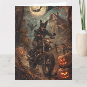 Carte Australien Kelpie équitation moto Halloween
