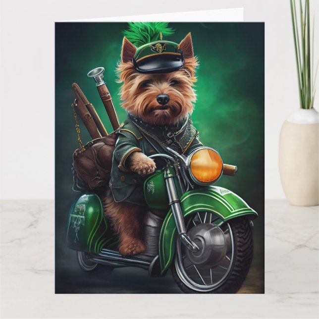 Carte Australien Terrier conduite vélo St. Patrick's Day (Devant)