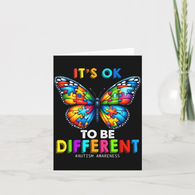 Carte Autism Awareness Butterfly Animal Its Ok To Be Dif (Devant)
