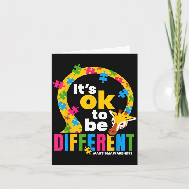 Carte Autism Awareness Giraffe It’s Ok To Be Different G (Devant)