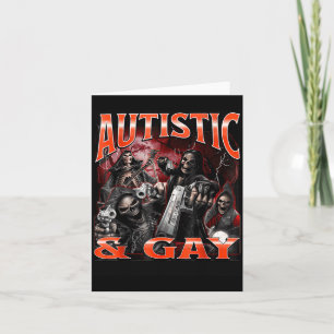 Carte Autiste et gai drôle dur squelette mème Bootleg 