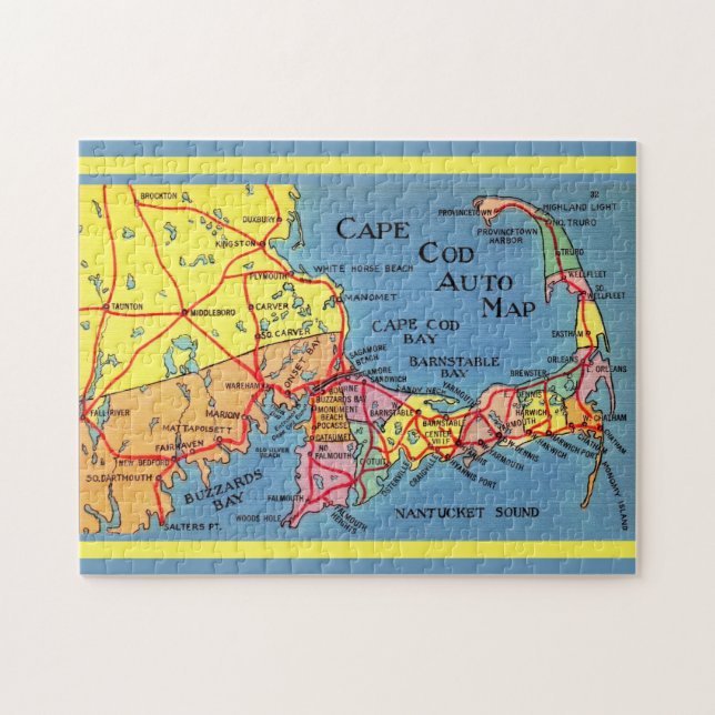 Carte Auto Cape Cod 11x14 Puzzle (Horizontal)