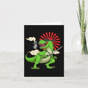 Carte Autocollant d'art ninja T-rex drôle de style japon