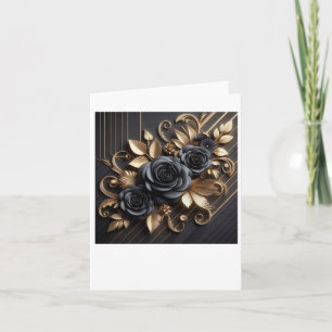 Carte Autocollant Roses Noires Dorées 3D #7
