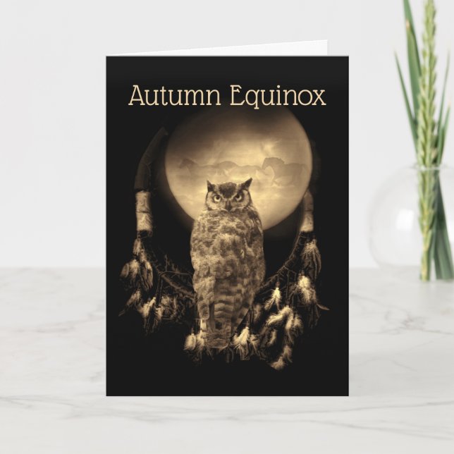 Carte Automne Automne Hibou Hibou Lune Chevaux Dreamcatc (Devant)
