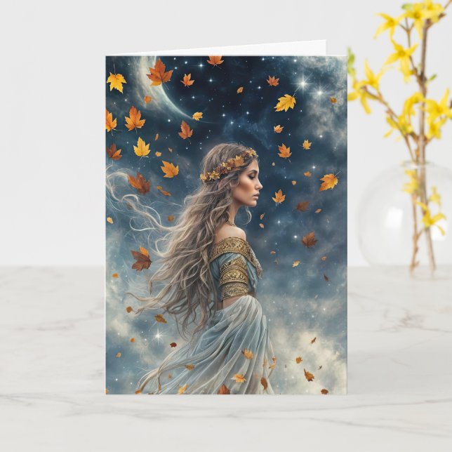 Carte Automne Equinox Mabon Joli Tzigane Bohème (Fleur jaune)